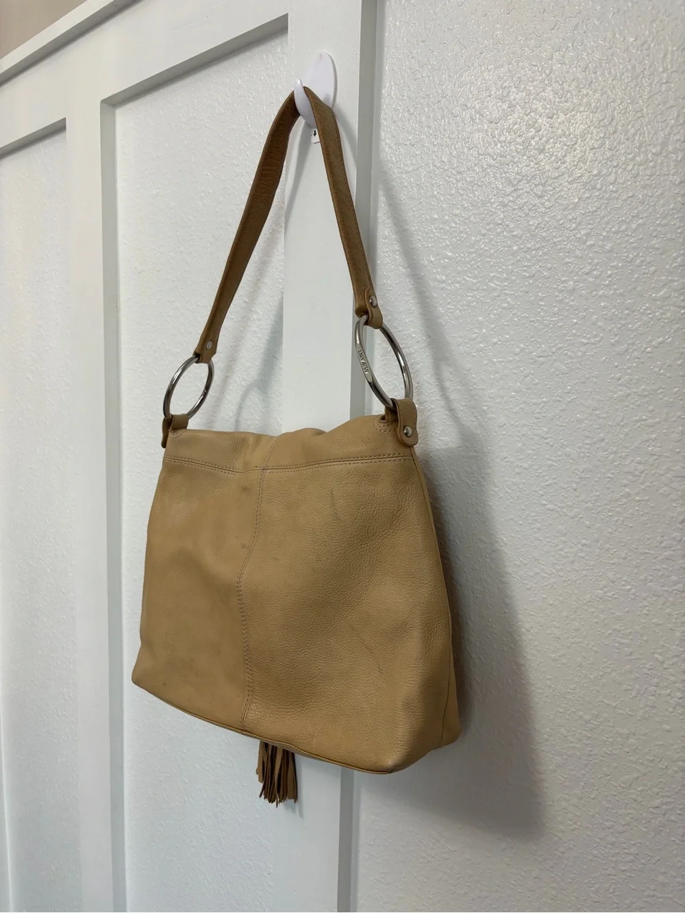 Alfani Beige Shoulder Bag with Ring & Tassel